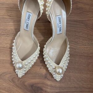 Jimmy Choo Ivory Pearl Embellished Heels